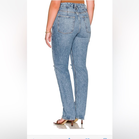 New Good American Good 90’s Icon Straight Leg Distressed Knee Blue Jeans 10/30 - Picture 12 of 12